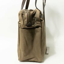 【1円スタート】FILSON フィルソン アメリカ製 ジッパー付トートバッグ 肩掛け メンズ 定番 コットンツイル レザー カーキ アウトドア_画像4