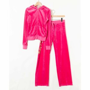 JUICY COUTURE ジューシークチュール ベロア ジップアップ パーカー S パンツ P 綿 コットン ビビットピンク 海外ファッション Y2K