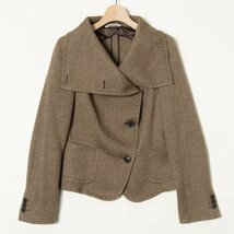 【1円スタート】MaxMara マックスマーラ ツイードショートコート ジャケット アウター 裏なし ウールカシミヤ クラシカル 茶色 38_画像2