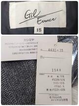 カシミヤ混 ウール素材ジャケット&スカート・ヘリンボーン 黒白モノトーン Gil Evance 15号 2XL 日本製 大きいサイズ セットアップ 81625_画像6