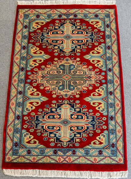 size:124×76cmパキスタン手織り絨毯 トライバルラグ ペルシャ絨毯
