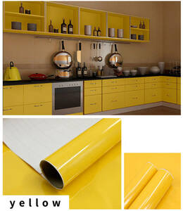 キッチンシート イエロー 黄色 60cmｘ10m 壁紙シール 防水 耐熱 DIY