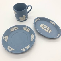 S2554■ウェッジウッド ジャスパー セット■WEDGWOOD 食器 デミタスカップ ソーサー トレイ プレート インテリア アンティーク 皿 イギリス_画像1