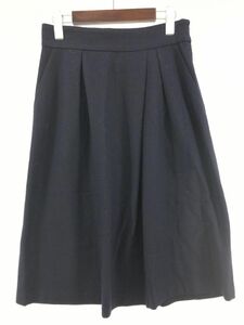 UNTITLED Untitled wool 100% A line trapezoid skirt size3/ navy blue *# * dja2 lady's 