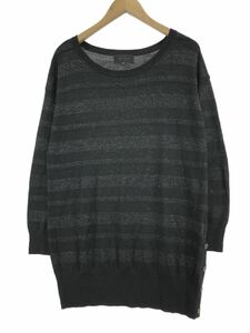 UNTITLED アンタイトル ウール混 ラメ ボーダー ニット セーター size3/黒 ◇■ ☆ dja2 レディース