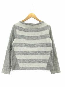 INDIVI Indivi wool . border switch knitted sweater size38/ light gray *# * djb0 lady's 
