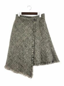 ATELIER SAB marks li feed b wool 100% tweed to coil LAP skirt size13T/ gray series *# * djb6 lady's 