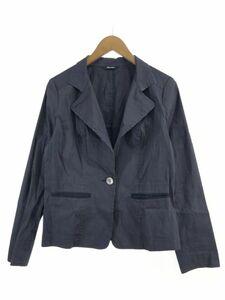 Aquascutum アクアスキュータム ストライプ ジャケット size８/ネイビー ◇■ ☆ djb6 レディース