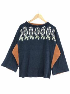 TSUMORI CHISATO ツモリチサト ウール混 フクロウ ニット セーター size2/紺×オレンジ ◆■ ☆ djc0 メンズ