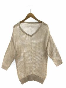 NATURAL BEAUTY BASIC Natural Beauty Basic ... braided do Le Mans knitted sweater sizeM/ beige *# * djc0 lady's 