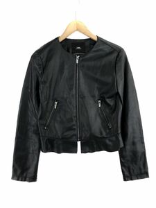 ZARA ザラ フェイクレザー ノーカラー ジャケット sizeXS/黒 ◆■ ☆ djc3 レディース