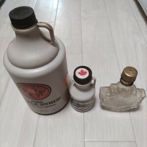 可愛い空ボトル類　お洒落瓶　メイプルシロップ　空ボトル　MAPLE SYRUP　SIROP D’ ERABLE　smokey kettle　空ビン　Canada　カナダ