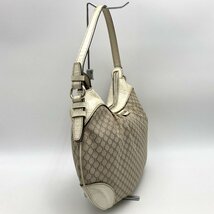 CELINE セリーヌ マカダム柄 ショルダーバッグ ホーボー 肩掛け バッグ ベージュ アイボリー ナイロン レディース PP-ST-1017 USED_画像3