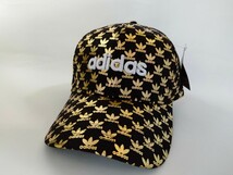 海外ダンサー御用達☆アディダスADIDAS☆ハイブランドモノグラムベルトバックキャップ帽子☆BLACK/GOLD_画像1