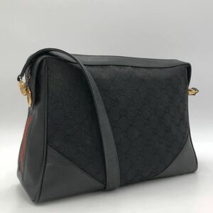 極美品 OLD GUCCI オールドグッチ カメラバッグ ハンドバッグ ショルダーバッグ 斜め掛け インターロッキング GG柄 G金具 シェリーライン