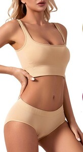 M/L/LL size sports bra & shorts 2 point set non wa ear pads entering standard shorts rib plain single color simple 