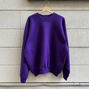 90s USA made purple plain sweatshirt sweatshirt purple FRUIT OF THE LOOM fruit ob The room America made old clothes vintage Vintage 