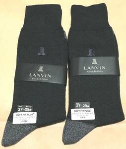 大きいサイズ　LANVIN ソックス 靴下　日本製　2足組　27-29ｃｍ　グレー　ランバン レナウン　定価2.860円