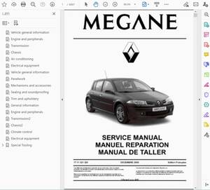 ルノー メガーヌ2 2002-2008 ファクトリー ワークショップマニュアル リペアマニュアル 整備書 RENAULT MEGANE Ⅱ Mgane II 