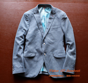 新品■紳士C&A46Y藍白 デザイナーズ ブレザー 小さいサイズ◆メンズ ドット織 テーラード ジャケット アウター 軽量 ネイビー 紺