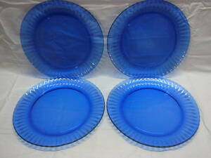*Colorex стекло plate круг тарелка кобальт синий blue 4 шт. комплект Brazil посуда стекло кулинария retro античный текущее состояние *80