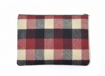 Mr. GENTLEMAN ミスタージェントルマン BLOCK CHECK CLUTCH BAG ブロックチェッククラッチバッグ RED レッド 鞄 カバン WOOL ウール MISTER_画像1