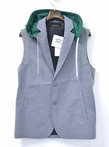 Mr. GENTLEMAN ミスタージェントルマン SLEEVELESS BLAZER スリーブレスブレザー L JACKET ノースリーブ ジャケット VEST フード ベスト