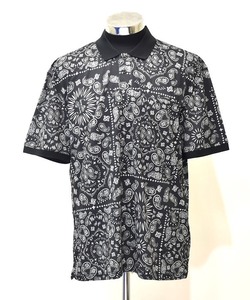 COOKMAN （クックマン） Polo Shirts Paisley ペイズリー ポロシャツ S/S 半袖 Black L 231-31279 プリント PRINT グラフィック バンダナ