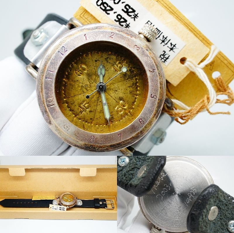 J112●作動良好 箱付 未使用デッドストック Nabe Products Hand Craft Watch ハンドメイド SILVER925 メンズ腕時計 クォーツ, アナログ(クォーツ式), 3針(時, 分, 秒), その他