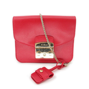 送料無料 超美品 フルラ FURLA ショルダーバッグ ポシェット 鞄 メトロポリス ミニ チェーン レザー レディース