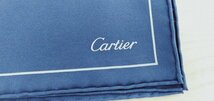 未使用☆Cartier　カルティエ　スカーフ　シルク100％　ネイビー×シルバー　箱付き　◎A367_画像3