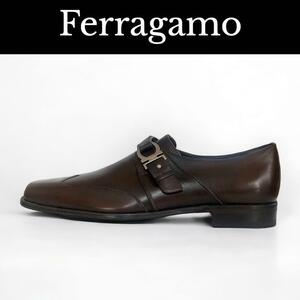 【未使用】Ferragamo フェラガモ モンクストラップ ドレスシューズ 革靴