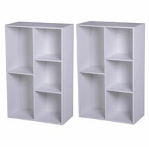 フリーボックス 5段 カラーボックス 本棚 ２個セット(ホワイト)白 大容量 2列 2段 3段 A4 収納 棚_画像1