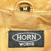 高級本革★HORN WORKS★M レザーテーラードジャケット茶キャメルメンズホーンワークス本皮スーツ背広ビジネス革ジャン3つボタン角石 SZJ93_画像8