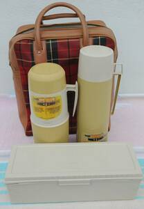  Thermos picnic set thermos bottle MADE IN U.S.A. stylish camp check bag America Vintage high King 