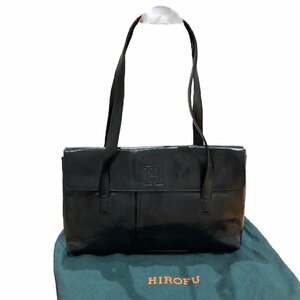HIROFU ヒロフ Hロゴ トートバッグ ショルダーバック レザー ブラック 保存袋付