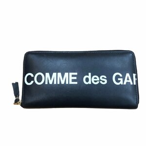COMME des GARCONS コムデギャルソン ラウンドジップファスナー ブラック スペイン製 長財布 ロングウォレット ホワイトロゴ