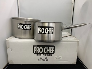 中古品 EBM PRO CHEF プロシェフ 18-8 IH 片手鍋 深型 22cm 18cm メモリ付き 調理器具