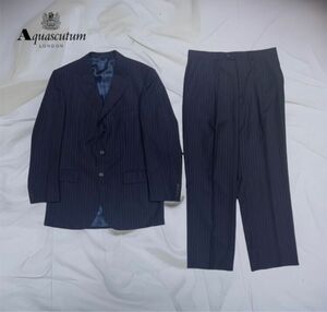 Aquascutum セットアップ ジャケット スラックス　 モード 古着 ネイビー　ビンテージ