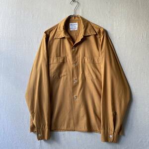 60s USA vintage レーヨン ボックス シャツ / M ナイロン マスタード オープンカラー ビンテージ 50s T3-10042-91089