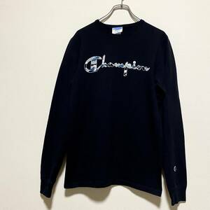 アメリカ古着　champion　チャンピオン　長袖　Tシャツ　ロンT　ロゴプリント　Sサイズ　コットン　【P508】