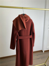 新品可愛いレデイース100％両面ウールコート暖かいジャケットスカーフレンガS_画像4
