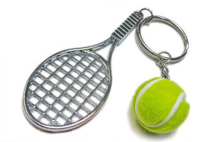* new goods, tennis racket & ball key holder or pendant, silver / green -1, feeling is Naomi!, free shipping!*