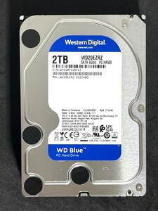 【送料無料】　★ 2TB ★　WD Blue　/　WD20EZRZ　【使用時間：18ｈ】2021年製　新品同様　3.5インチ内蔵HDD　Western Digital Blue　SATA