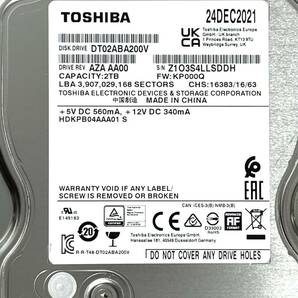 【送料無料】 ★ 2TB ★ TOSHIBA / DT02ABA200V 【使用時間： 2974 ｈ】 2021年製 良品 3.5インチ内蔵HDD AVコマンド対応の画像3