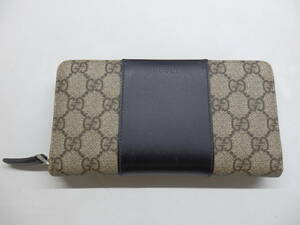 172H304D◆GUCCI グッチ ラウンドファスナー 長財布 GGスプリーム エデン 451249 中古