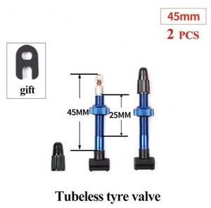 【エア漏れしにくい】チューブレス用バルブ青 長さ45mm 2本セット