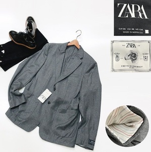 未使用品 ZARA チャコール ジャケット メンズ レディース タグ カジュアル ビジネス フォーマル スーツ アウター 通勤 定番 デイリー ザラ