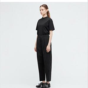 スタイリスト 限定 MB さん絶賛♪ 感動 タック イージー パンツ セットアップ 可能 L 黒 UNIQLO ユニクロ theory セオリー コットンライクの画像3