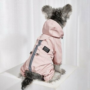 ◆年末在庫一掃SALE ◆犬服 ◆猫服 ◆高品質 ◆可愛い◆ペット用品 防水 レインコート 梅雨対応 反射テープ付き Sサイズ ピンク色